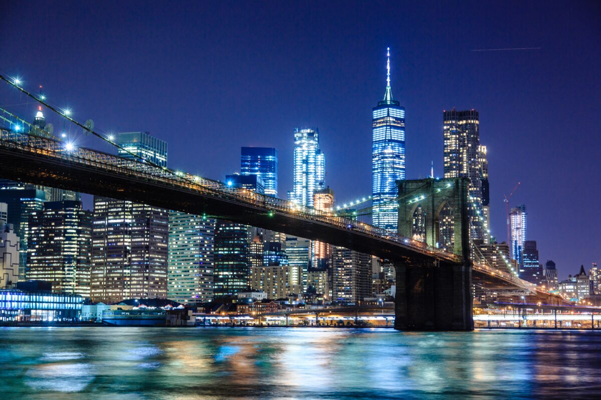 Brooklynn bridge and skyline at night
