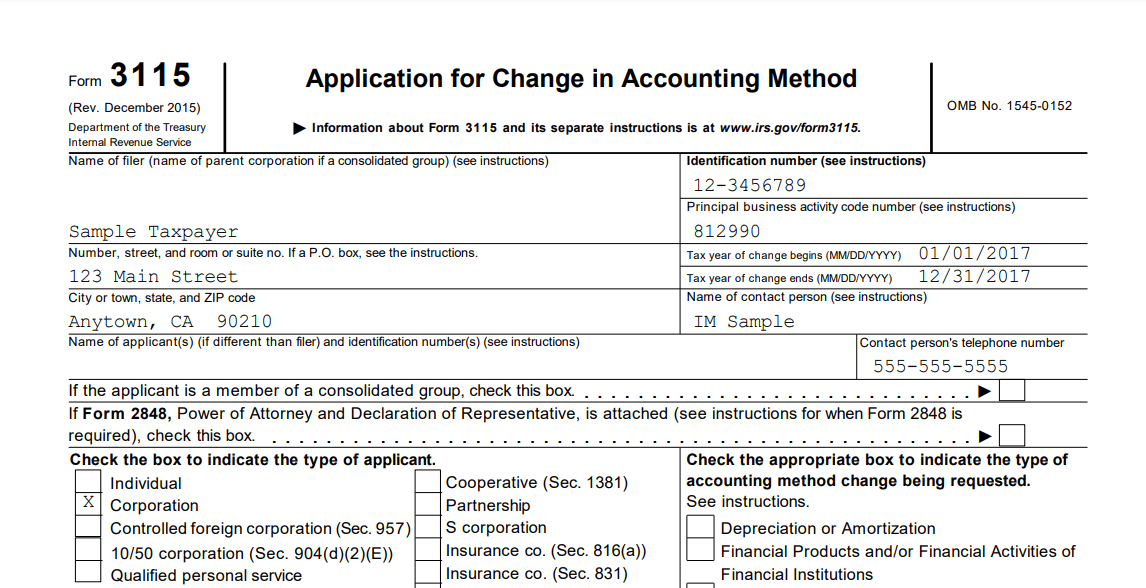 Form 3115 Source Advisors