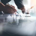 person working with floating 174 expenditure bar graph
