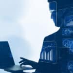 person using laptop for research and development
